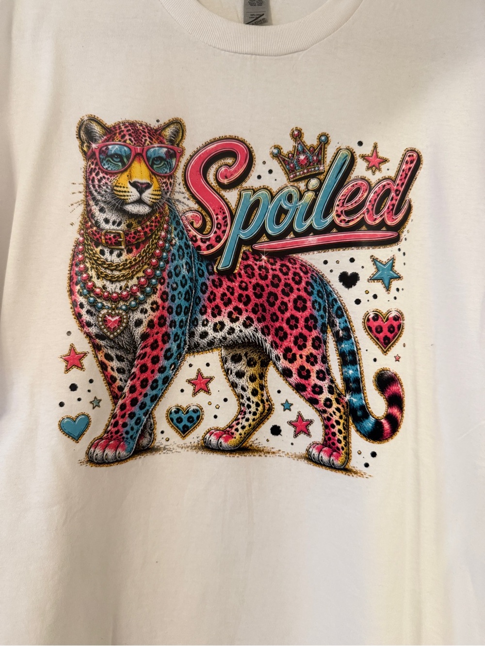 Kids White Graphic 'Spoiled' Leopard T-Shirt - Picture 2 of 2